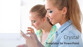  Presentation with women - Theme with beautiful-young-women-using background and a light blue colored foreground