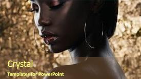  Presentation with gold ballokns - PPT theme with beautifull african woman on gold background and a tawny brown colored foreground