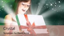  Presentation with mass - Slide deck featuring beautifull girl opening x-mass background and a coral colored foreground