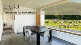  Presentation with cement - Beautiful PPT layouts featuring beautifull modern house in cement backdrop and a mint green colored foreground