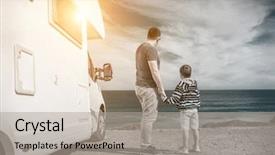  Presentation with family day - Audience pleasing presentation consisting of beautifull ocean coastline view backdrop and a light gray colored foreground