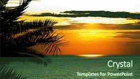  Presentation with tropical beach sunset - Presentation design having beautifull tropical sunset at sea background and a  colored foreground