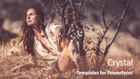  Presentation with old dry tree - Audience pleasing PPT theme consisting of beautifull woman near the dry backdrop and a  colored foreground