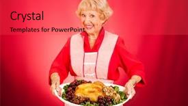  Presentation with sweet 16 - Cool new PPT theme with beautifully cooked turkey dinner backdrop and a red colored foreground