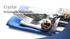  Presentation with cutlery easter table setting - Colorful slides enhanced with beautifully decorated cutlery for easter table setting on white background backdrop and a white colored foreground