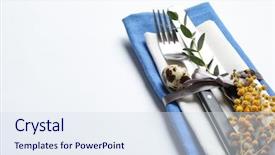  Presentation with cutlery easter table setting - Audience pleasing PPT theme consisting of beautifully decorated cutlery for easter backdrop and a sky blue colored foreground