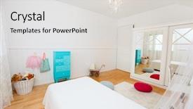  Presentation with interior decorating home - Amazing PPT theme having beautifully decorated little girl room backdrop and a light gray colored foreground