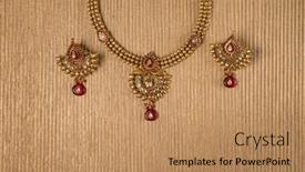  Presentation with golden woman - Slide set featuring beautifully-handcrafted-golden-necklace-set background and a coral colored foreground