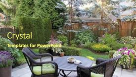  Presentation with canadian - Slide deck enhanced with beautifully-landscaped-small-canadian-garden background and a tawny brown colored foreground