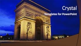  Presentation with paris france - Slides featuring beautifully lit triumph arch background and a navy blue colored foreground