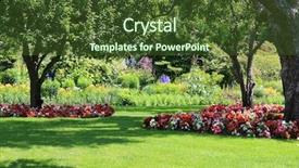  Presentation with garden - Cool new slides with beautifully manicured park garden backdrop and a tawny brown colored foreground