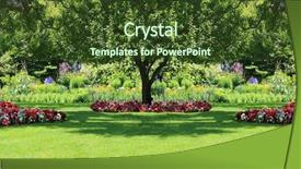  Presentation with botanical garden - Beautiful PPT theme featuring beautifully manicured park garden backdrop and a tawny brown colored foreground