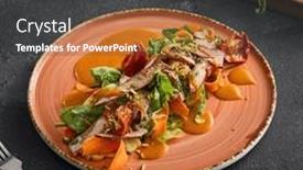  Presentation with duck - Presentation theme enhanced with beautifully-plated-duck-salad and a dark gray colored foreground