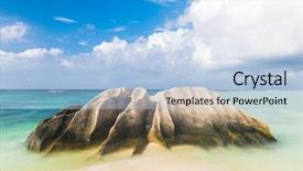  Presentation with boulder - Cool new PPT layouts with beautifully shaped granite boulder in the sea shot in long exposure at anse source d'argent beach la digue island seychelles backdrop and a light blue colored foreground