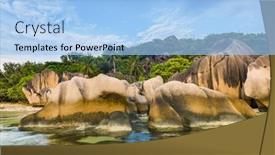  Presentation with granite - Cool new PPT theme with beautifully-shaped-granite-boulders backdrop and a light blue colored foreground