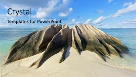  Presentation with granite - Amazing PPT theme having beautifully shaped granite boulders and a perfect white sand at anse source d'argent beach la digue island seychelles backdrop and a light blue colored foreground