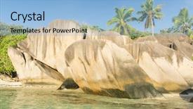  Presentation with granite - PPT theme having beautifully shaped granite boulders and a perfect white sand at the famous anse source d'argent beach la digue island seychelles background and a light blue colored foreground