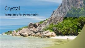  Presentation with black and white shapes - Theme featuring beautifully shaped granite boulders and a perfect white sand at anse pierrot beach la digue island seychelles background and a light blue colored foreground