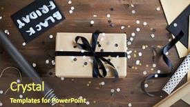  Presentation with text box - PPT layouts consisting of beautifully wrapped present box background and a tawny brown colored foreground