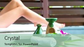 Presentation with oil products - Audience pleasing slide deck consisting of beautify - arrangement of spa treatment products backdrop and a mint green colored foreground