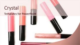  Presentation with blush brushes lip gloss - Amazing theme having beautify - beautiful lip glosses isolated backdrop and a lemonade colored foreground