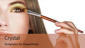  Presentation with colorful eye - PPT layouts having beautify - beautiful woman applying colorful eye background and a red colored foreground