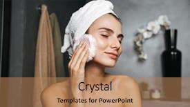  Presentation with powder - Slides enhanced with beautify - beautiful young woman wrapped background and a coral colored foreground