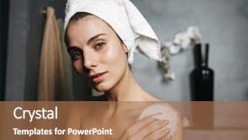  Presentation with cedar bath - Slides enhanced with beautify - beautiful young woman wrapped background and a coral colored foreground