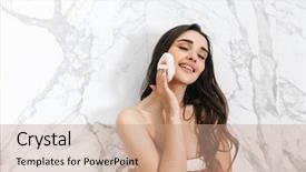  Presentation with powder - Colorful PPT theme enhanced with beautify - beautiful young woman wrapped backdrop and a coral colored foreground