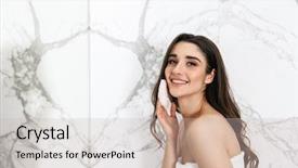  Presentation with towel for uk market - Audience pleasing PPT theme consisting of beautify - beautiful young woman wrapped backdrop and a soft green colored foreground