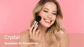  Presentation with hair brush - Presentation design featuring beautify - beauty portrait of a lovely background and a coral colored foreground