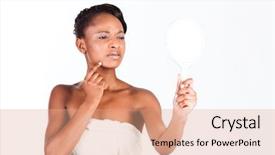  Presentation with skincare and body care spa - Amazing presentation design having beautify - young african woman in studio backdrop and a coral colored foreground