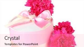  Presentation with peony - Beautiful PPT layouts featuring beautirul pink gift and peony flowers isolated on white backdrop and a lemonade colored foreground