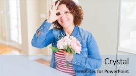  Presentation with hand holding flowers - Amazing presentation having beautiul bouquet of pink flower backdrop and a light blue colored foreground