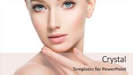  Presentation with skin health - PPT theme consisting of beauty - beautiful face of young caucasian background and a lemonade colored foreground