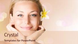  Presentation with beauty - Colorful theme enhanced with beauty - beautiful girl face backdrop and a lemonade colored foreground