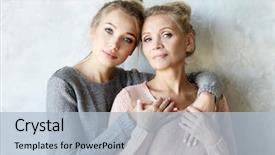  Presentation with mom daughter - Amazing PPT theme having beauty - beautiful senior mom and her backdrop and a light blue colored foreground