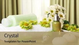  Presentation with fabric - Colorful presentation theme enhanced with beauty - beautiful spa composition on fabric backdrop and a coral colored foreground