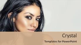  Presentation with sly - Amazing theme having beauty - beautiful young woman's face backdrop and a coral colored foreground