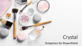  Presentation with cosmetic - PPT layouts featuring beauty - makeup products with cosmetic bag background and a white colored foreground