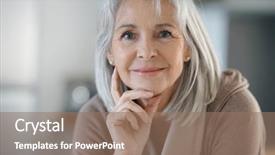  Presentation with hair - Slide deck with beauty - portrait of beautiful senior woman background and a coral colored foreground