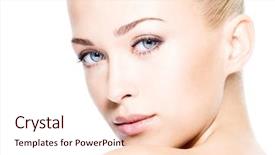  Presentation with clean - Slides featuring beauty - portrait of beautiful young blond background and a sky blue colored foreground