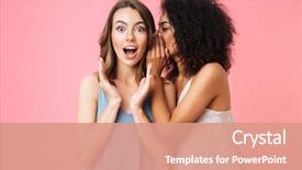  Presentation with pink beauty - PPT theme enhanced with beauty - two excited young girls dressed background and a coral colored foreground