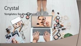  Presentation with artist - Slide deck having beauty - woman sitting on floor background and a light gray colored foreground