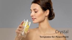  Presentation with detox - PPT theme consisting of beauty-and-detox-concept-woman background and a coral colored foreground