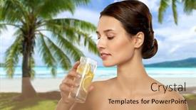  Presentation with fresh water - Audience pleasing presentation consisting of beauty-and-detox-concept-woman backdrop and a coral colored foreground