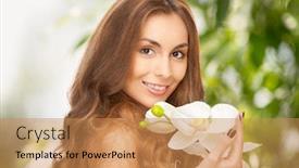  Presentation with eco - Slide set enhanced with skin hair care - beauty and eco cosmetology concept background and a coral colored foreground