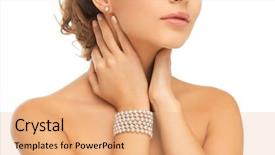  Presentation with jewelery - Cool new presentation design with beauty and jewelery concept - beautiful woman with pearl earrings and bracelet backdrop and a coral colored foreground