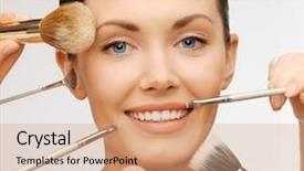  Presentation with beauty salon - Presentation theme consisting of beauty and makeup concept - closeup background and a coral colored foreground