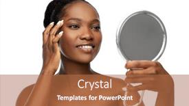  Presentation with young happy people smiling - Presentation theme featuring beauty-and-people-concept-portrait background and a red colored foreground